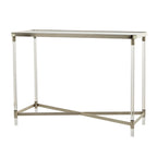 Metal Console Table with Mirrored Top & Acrylic Legs – Gold or Silver