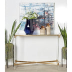 Metal Console Table with Mirrored Top & Acrylic Legs – Gold or Silver