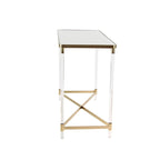 Metal Console Table with Mirrored Top & Acrylic Legs – Gold or Silver