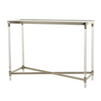 Metal Console Table with Mirrored Top & Acrylic Legs – Gold or Silver