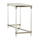 Metal Console Table with Mirrored Top & Acrylic Legs – Gold or Silver