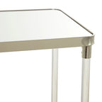 Metal Console Table with Mirrored Top & Acrylic Legs – Gold or Silver