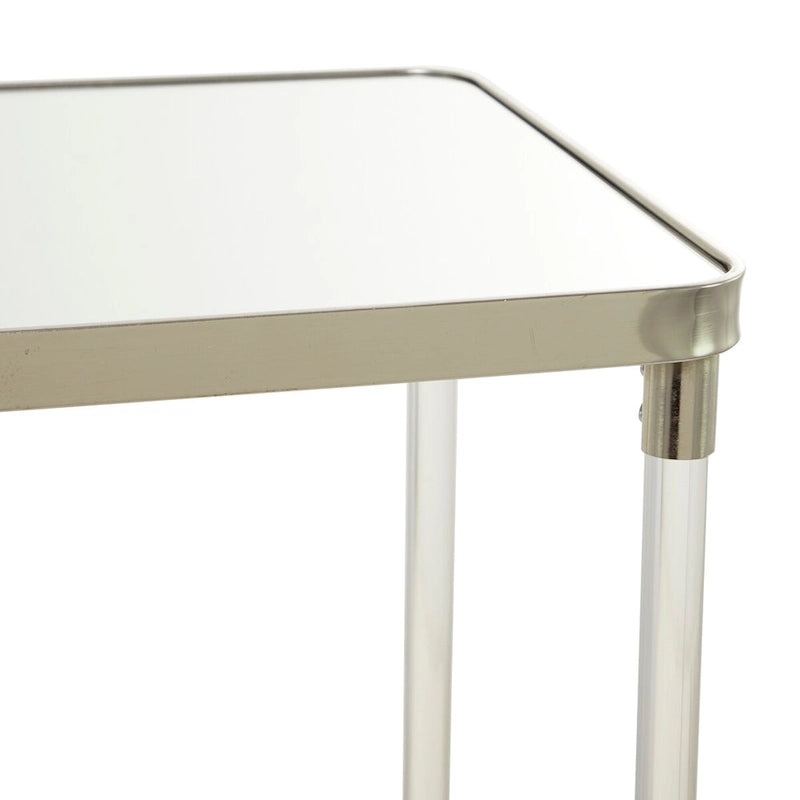 Metal Console Table with Mirrored Top & Acrylic Legs – Gold or Silver