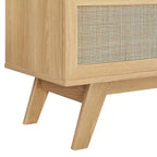 47" Rattan Weave TV Stand with Sliding Door & Cable Management