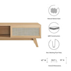47" Rattan Weave TV Stand with Sliding Door & Cable Management