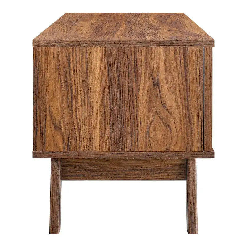47" Rattan Weave TV Stand with Sliding Door & Cable Management