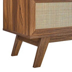 47" Rattan Weave TV Stand with Sliding Door & Cable Management