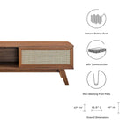 47" Rattan Weave TV Stand with Sliding Door & Cable Management