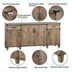 Farmhouse Rustic Oak Four-Door Credenza File Cabinet - 64.7"W x 15.8"D x 29.7"H