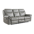 80" Dual Glider Manual Recliner Sofa with Drop-Down Table, USB & Cupholders – Gray Faux Leather