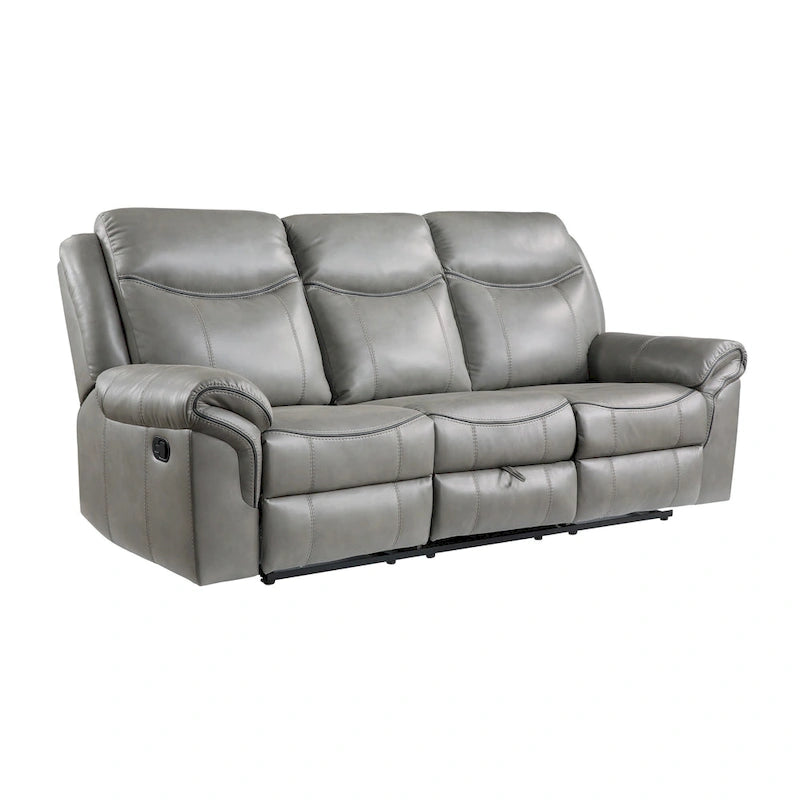 80" Dual Glider Manual Recliner Sofa with Drop-Down Table, USB & Cupholders – Gray Faux Leather