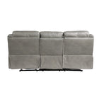 80" Dual Glider Manual Recliner Sofa with Drop-Down Table, USB & Cupholders – Gray Faux Leather