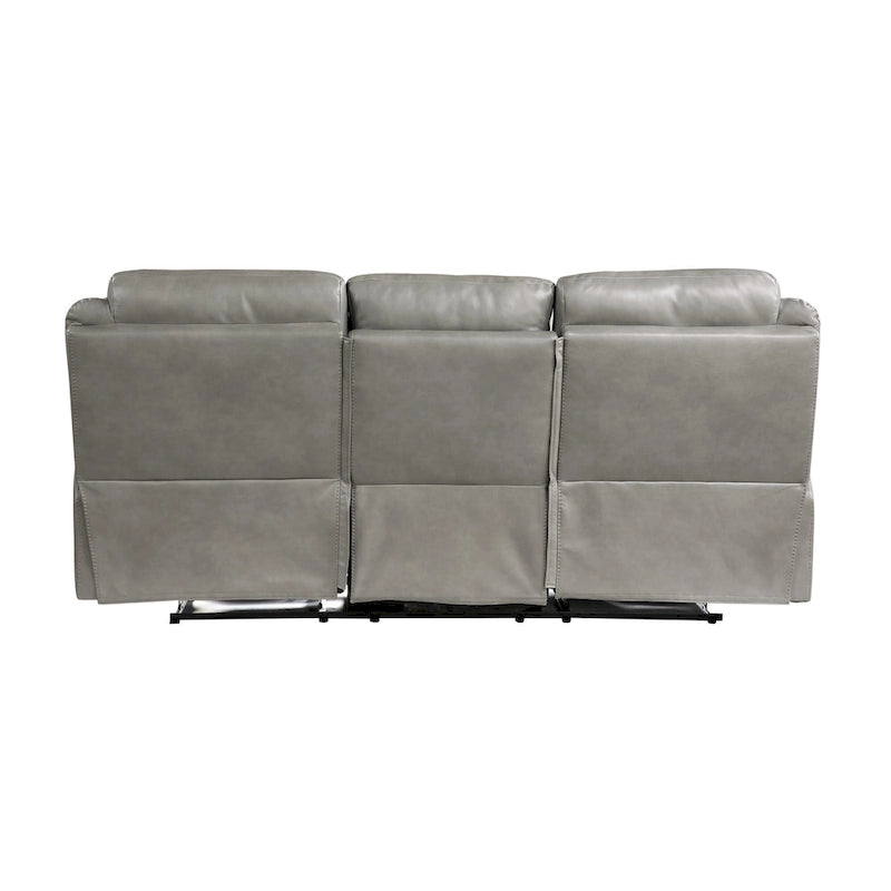 80" Dual Glider Manual Recliner Sofa with Drop-Down Table, USB & Cupholders – Gray Faux Leather