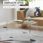 32 Long Rectangle All Acrylic 15mm Thick Waterfall Coffee Table, Clear