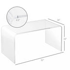 32 Long Rectangle All Acrylic 15mm Thick Waterfall Coffee Table, Clear