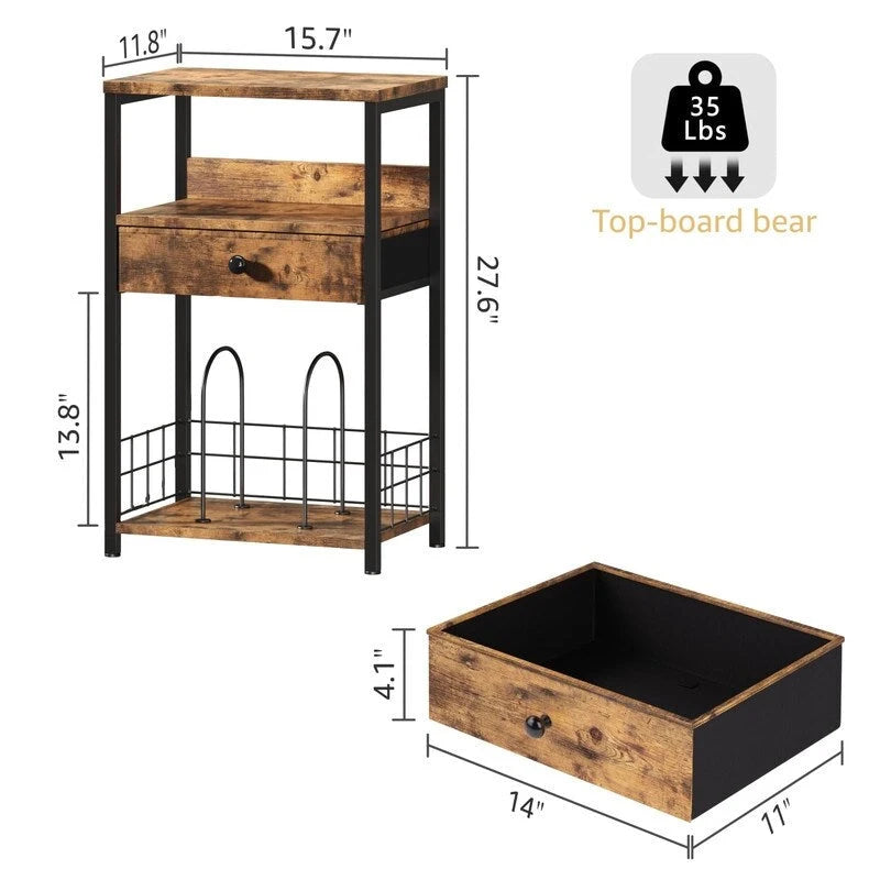 Record Player Stand with Vinyl Storage - 15.7x11.8x27.6