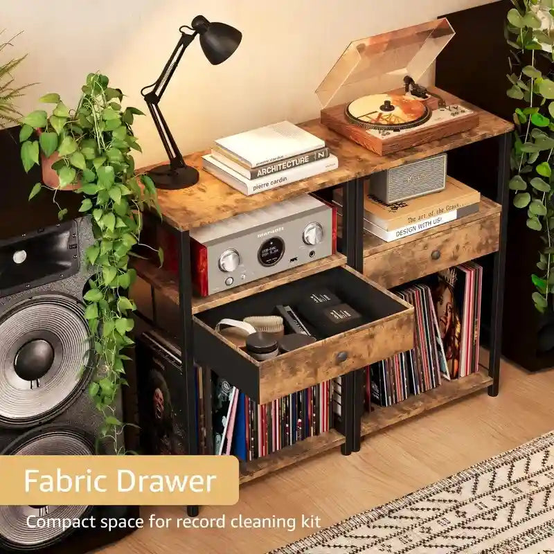 Record Player Stand with Vinyl Storage - 15.7x11.8x27.6