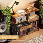 Record Player Stand with Vinyl Storage - 15.7x11.8x27.6