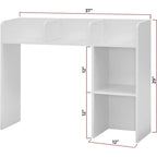 White Desk Hutch Bookshelf with Monitor Opening – Dorm & Office Storage