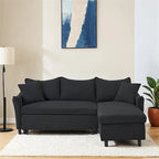 80 Corduroy L-Shaped Sofa Comes With Two Small Throw Pillows