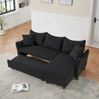 80 Corduroy L-Shaped Sofa Comes With Two Small Throw Pillows