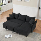 80 Corduroy L-Shaped Sofa Comes With Two Small Throw Pillows
