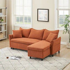 80 Corduroy L-Shaped Sofa Comes With Two Small Throw Pillows
