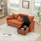 80 Corduroy L-Shaped Sofa Comes With Two Small Throw Pillows