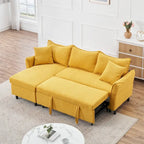 80 Corduroy L-Shaped Sofa Comes With Two Small Throw Pillows
