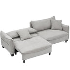 Corduroy Fabric Sofa with 2 Pillows and Legs