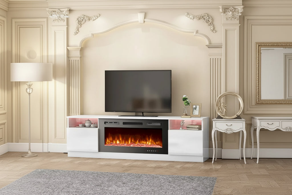 TV Stand with 36 Electric Fireplace, Entertainment Center, and Console for TVs up to 80 for Living Room - 73 inches in width