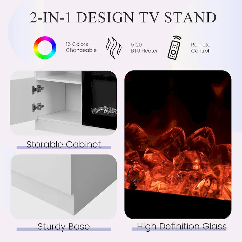 TV Stand with 36 Electric Fireplace, Entertainment Center, and Console for TVs up to 80 for Living Room - 73 inches in width