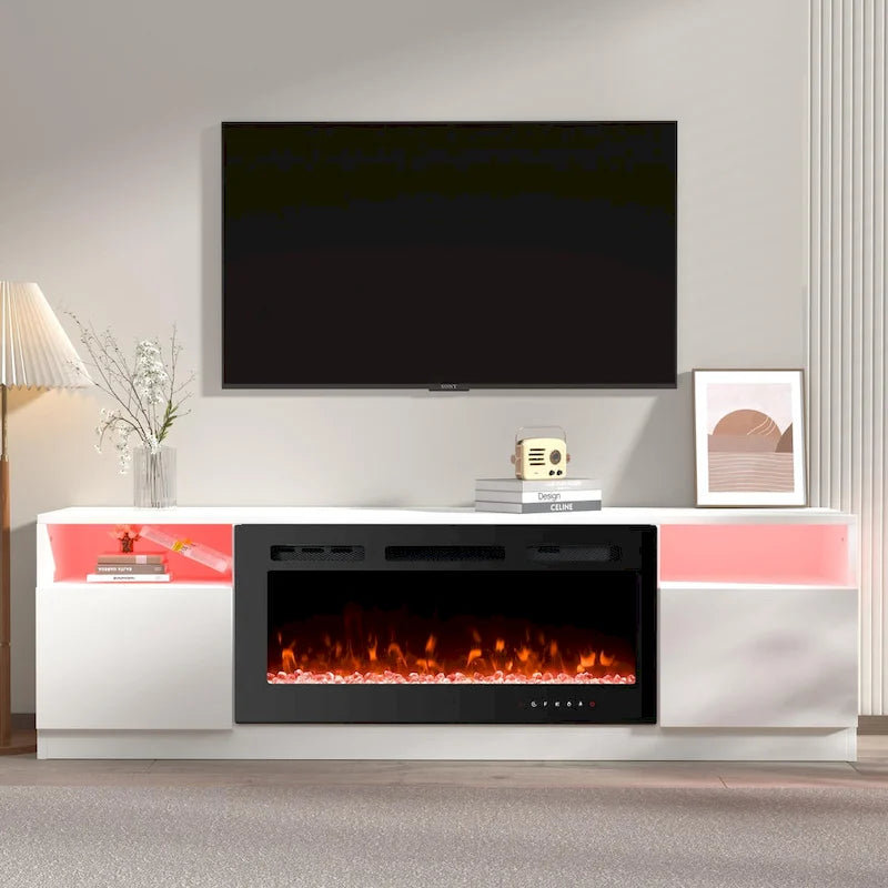 TV Stand with 36 Electric Fireplace, Entertainment Center, and Console for TVs up to 80 for Living Room - 73 inches in width